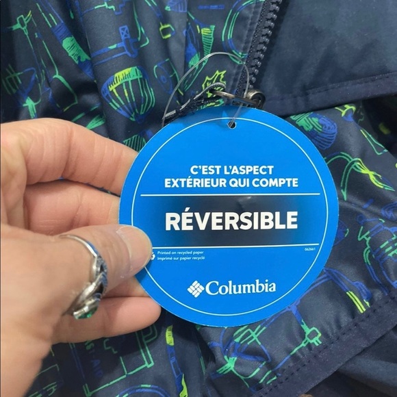 NWT Girl's X-Larg Columbia Reversible White Trail II Hooded Reversible Jacket - Picture 8 of 10